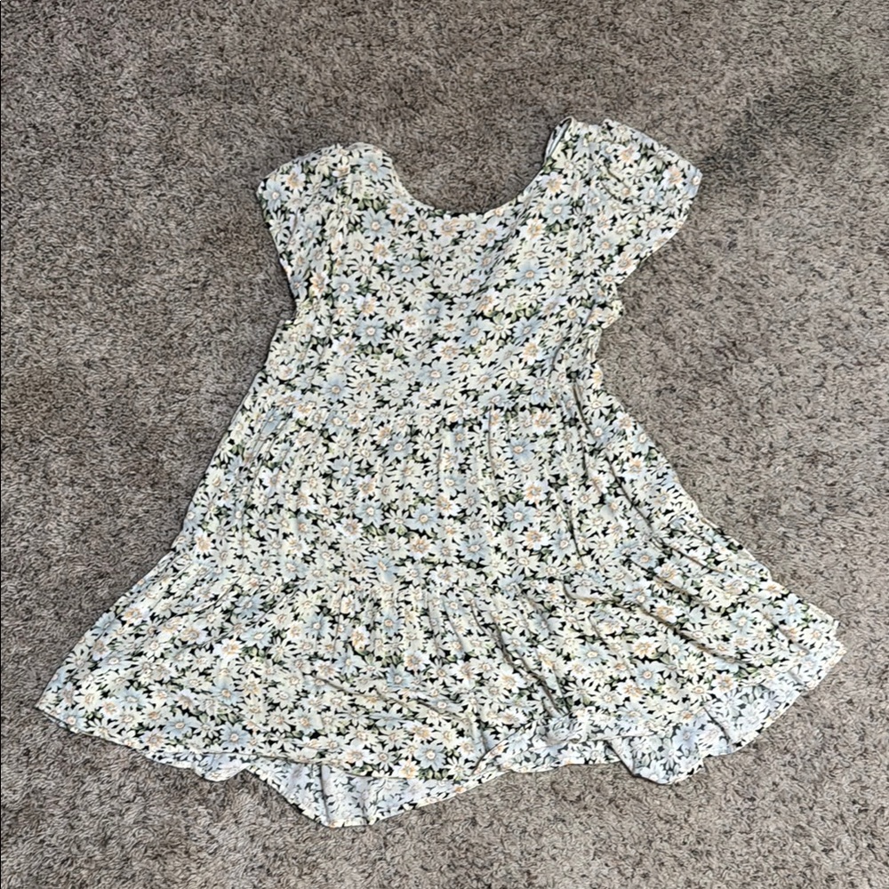 American Eagle Blue and Green Backless Sundress with Flutter Cap Sleeves
